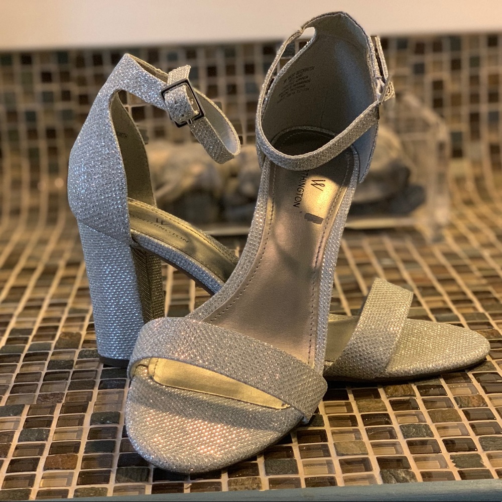 Shimmering Silver Wedge Heels